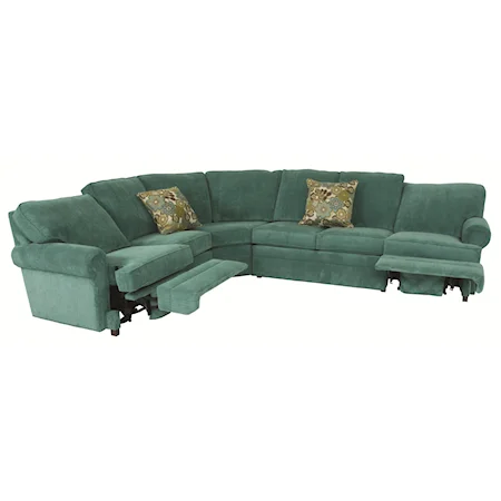 Transitional 5 Piece Sectional with Curved Corner